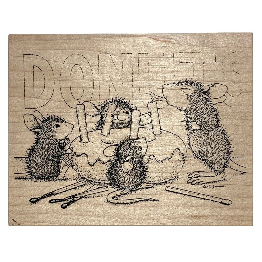 House Mouse Donut Birthday 209 Amanda Mudpie Monica Muzzy Wood Rubber Stamp 1998